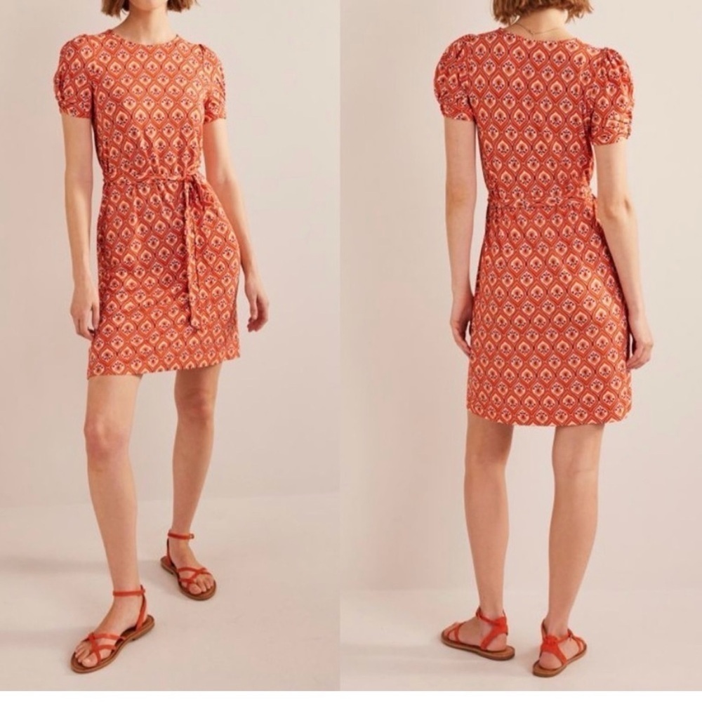 NEW Boden Orange Geometric Mini Dress SIZE 10R stretch